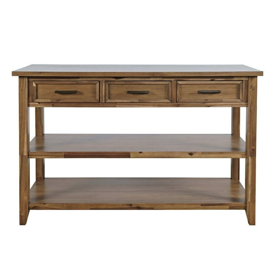 Claremont 50" Transitional Rustic Wood Sofa Console Table with Storage