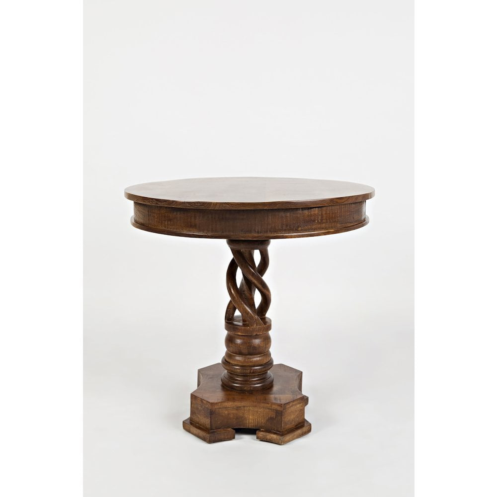Jofran Global Archive Hand Carved Solid Mango Wood Pedestal Table