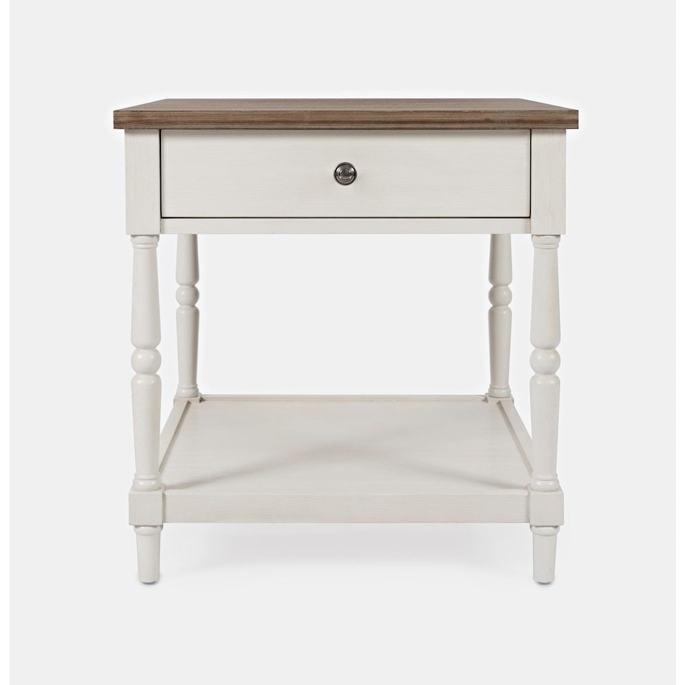 Jofran Grafton Farms Country Farmhouse End Table with Drawer