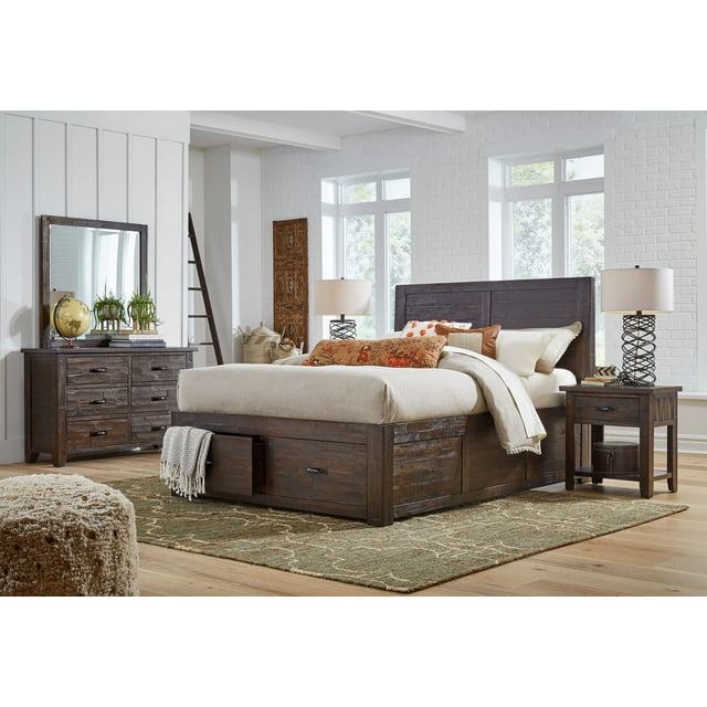 Jofran Jackson Lodge Rustic Distressed Acacia Queen Storage Bed