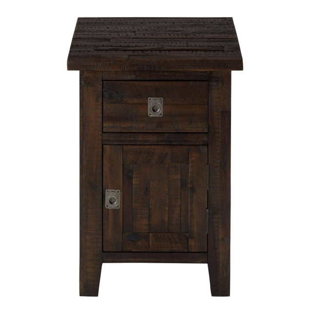 Jofran Kona Grove Distressed Rustic Solid Acacia Cabinet Chairside End Table with Storage