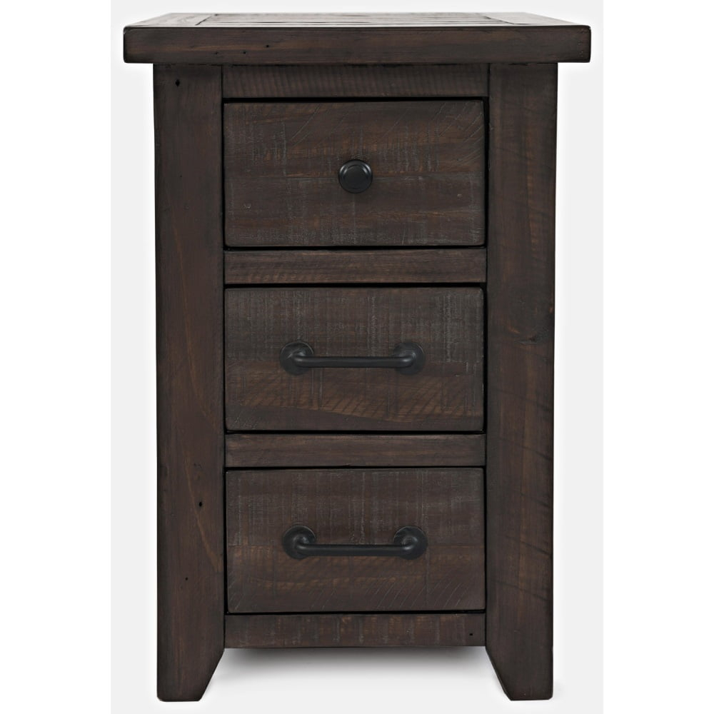 Jofran Madison County Rustic Reclaimed Pine Farmhouse Harris USB Charging Chairside Table