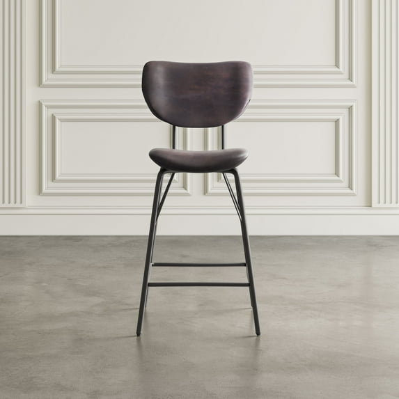 Jofran Owen Contemporary Modern Faux Leather Split-Back Upholstered Counter Height Barstool (Set of 2)