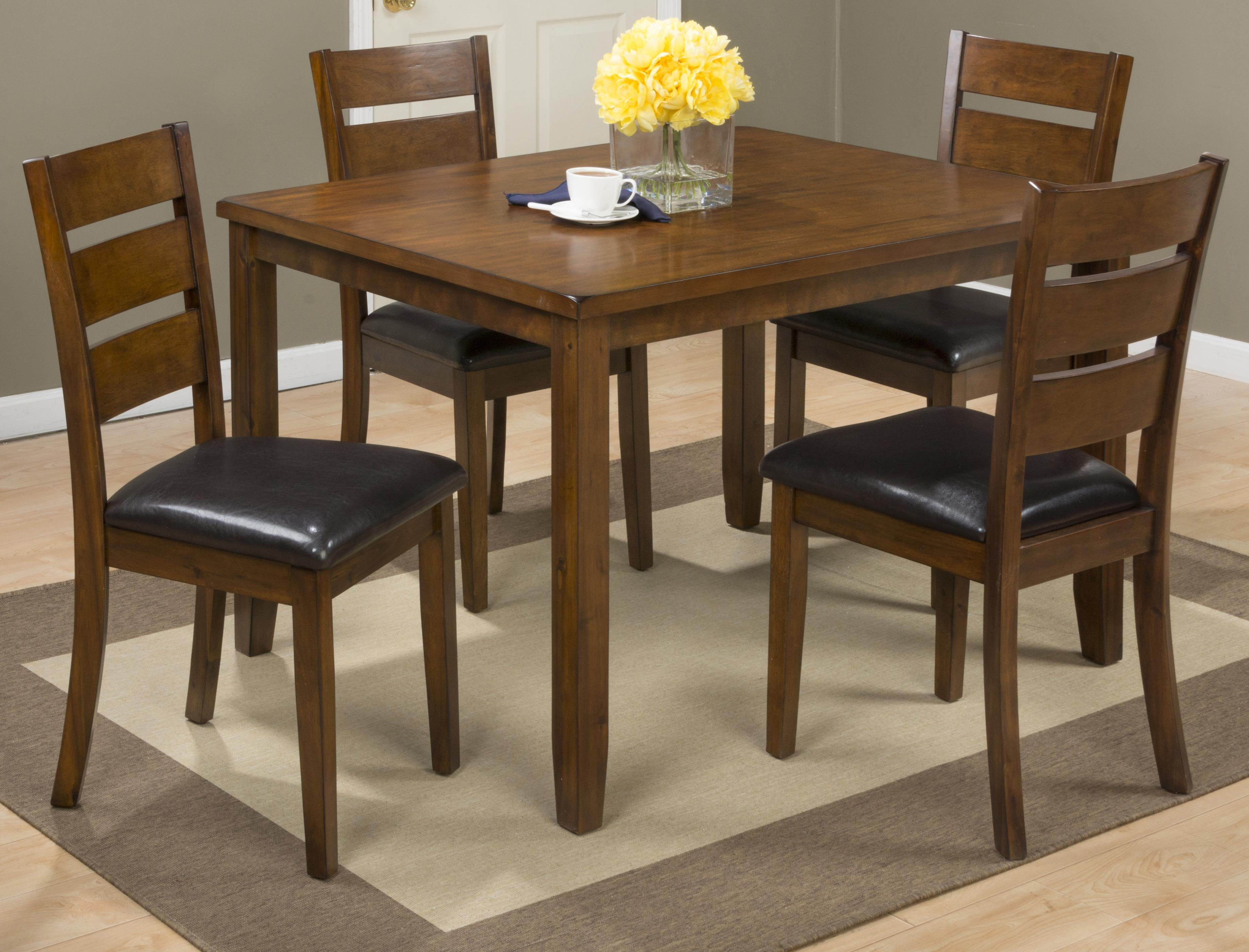 Jofran Plantation Five Piece Dining Set - Table with Four Faux Leather Chairs