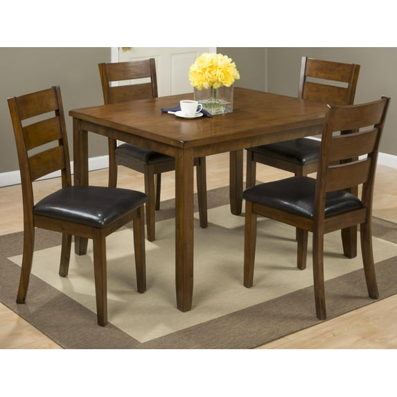 Jofran Plantation Five Piece Dining Set - Table with Four Faux Leather Chairs
