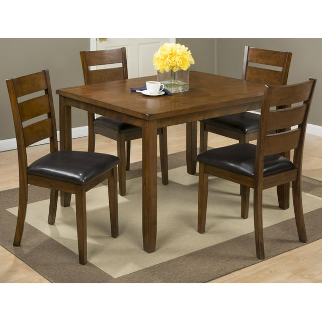 Jofran Plantation Five Piece Dining Set - Table with Four Faux Leather Chairs