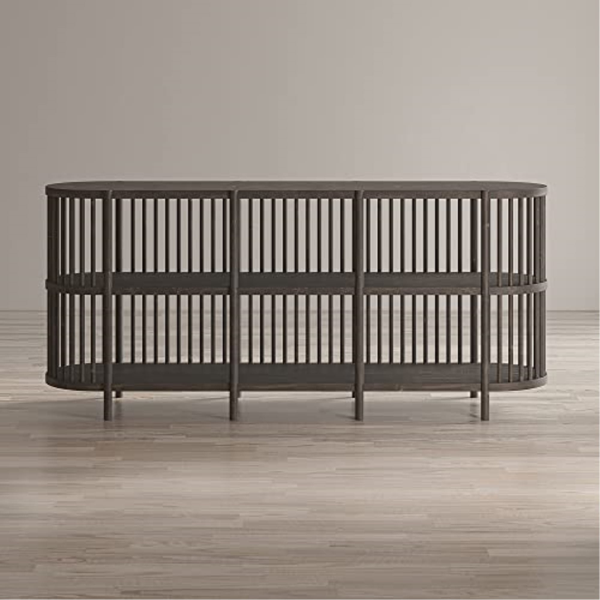 Jofran Rhapsody Mid-Century Modern 72" Open Storage Sideboard Cabinet