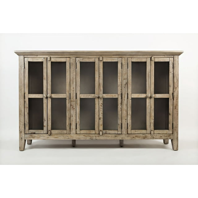 Jofran Rustic Shores 70" Coastal Distressed Acacia Six-Door Accent Cabinet