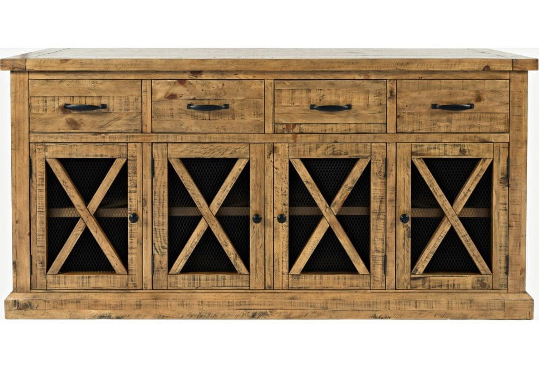 Jofran Telluride 70" Rustic Distressed Pine Four Drawer Sideboard Buffet Server
