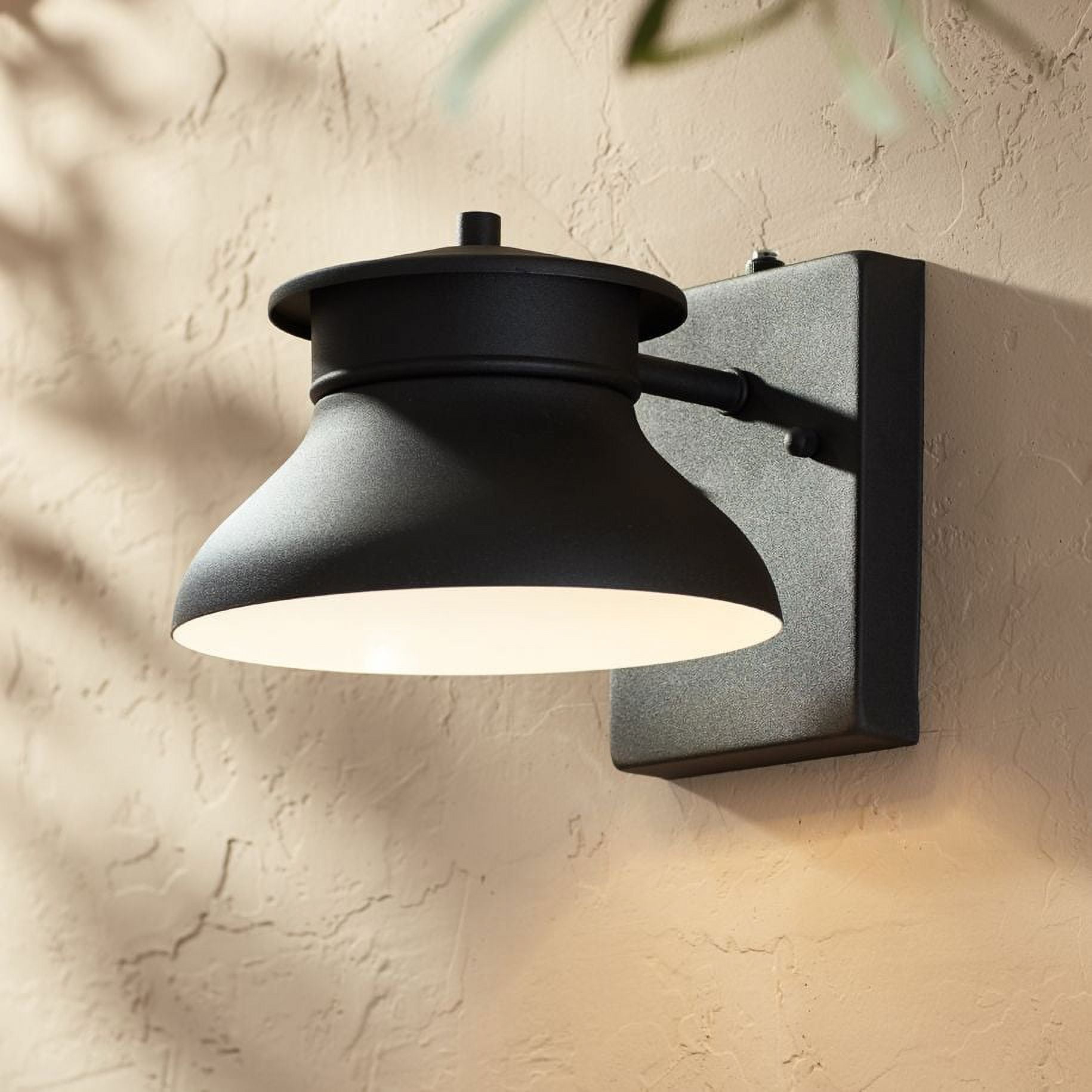 John Timberland Farmhouse Industrial Rustic Outdoor Barn Light Fixture Black LED Dusk to Dawn 6" for Exterior Deck House Porch Yard Patio Outside Roof