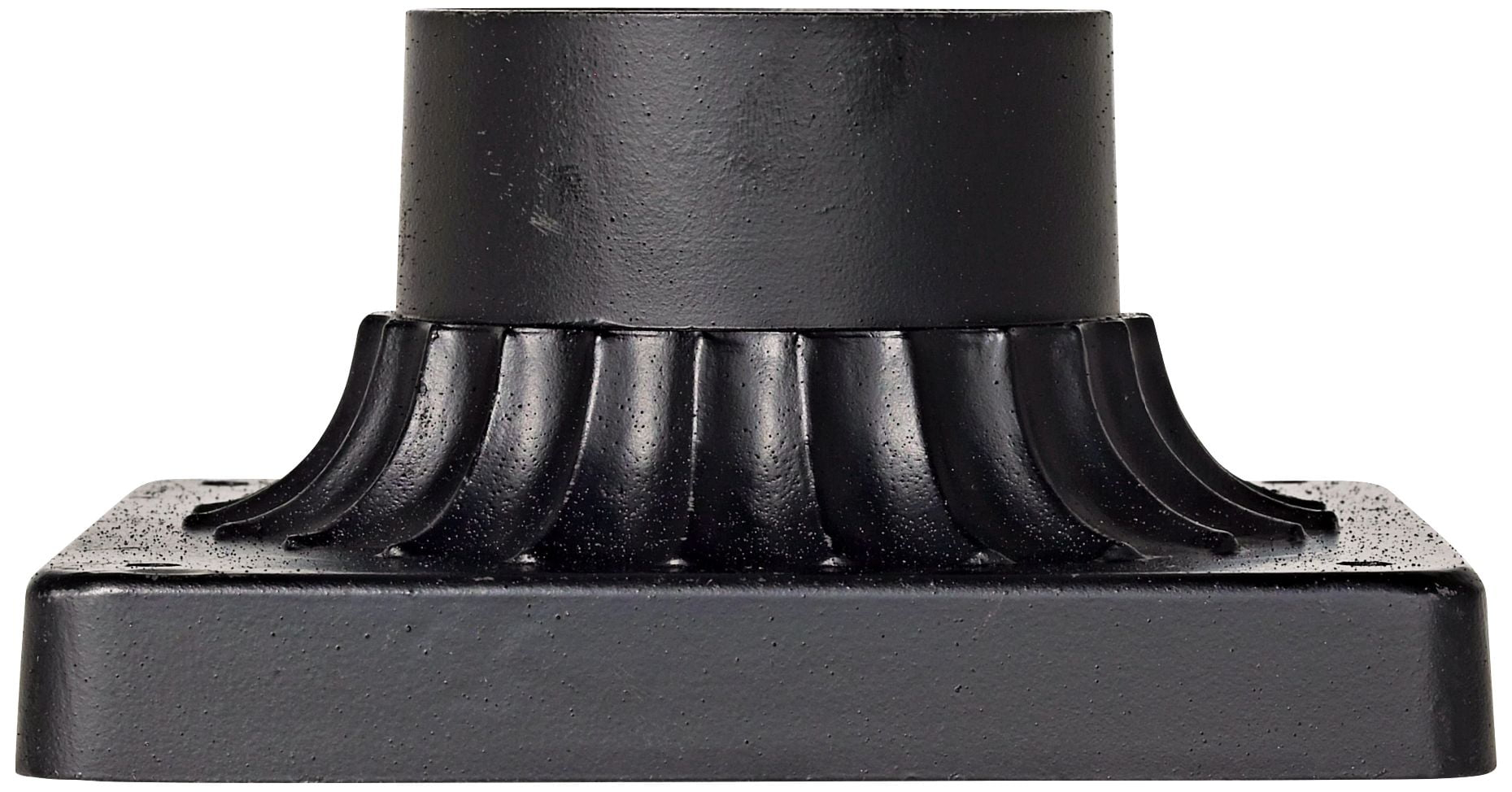 John Timberland Rustic Industrial Outdoor Post Light Mount Adapter Texturized Black Aluminum Fluted Base 5 3/4" for Exterior Barn Deck House Pantio