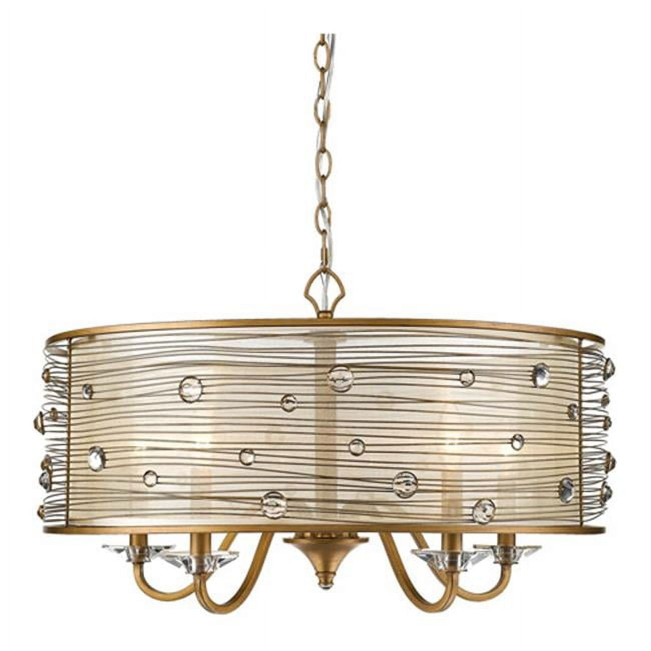 Joia 5-Light Chandelier in Peruvian Gold with a Sheer Filigree Shade