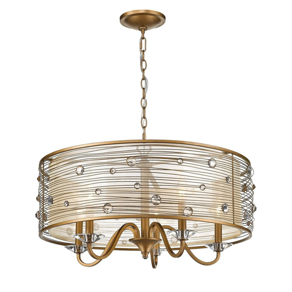 Joia 5-Light Chandelier in Peruvian Gold with a Sheer Filigree Shade