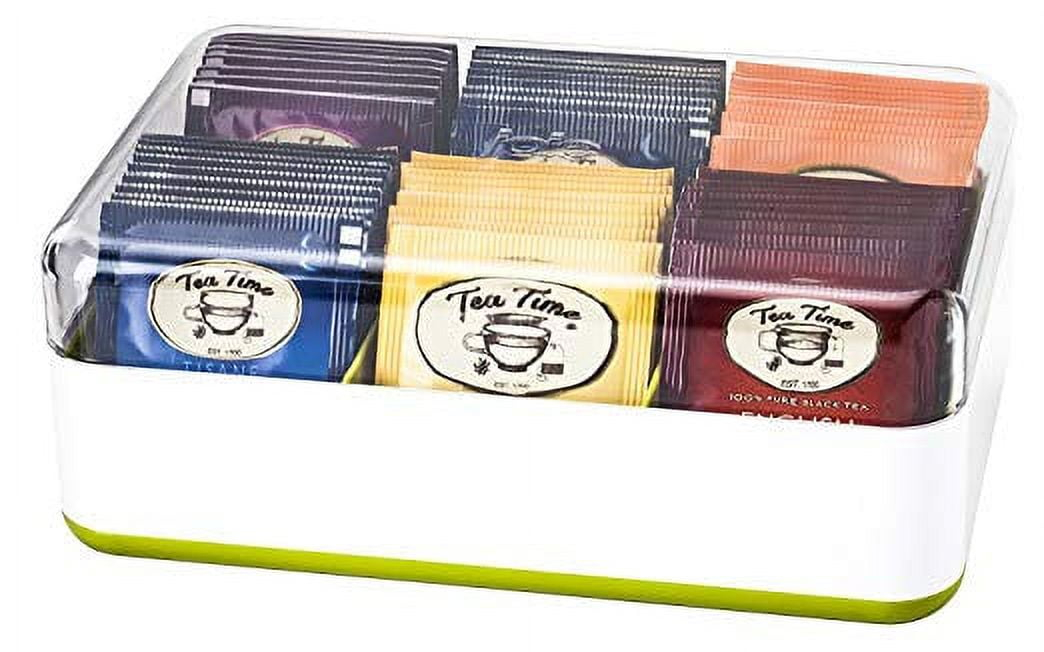 Joie MSC - Tea Storage Chest Box - 6 Compartments- Holds 60 Tea Bags ~ Assorted colors