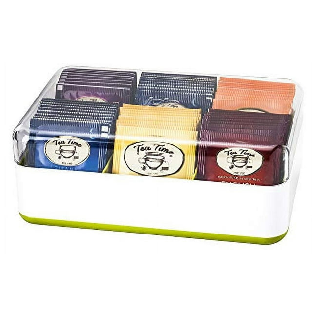 Joie MSC - Tea Storage Chest Box - 6 Compartments- Holds 60 Tea Bags ~ Assorted colors