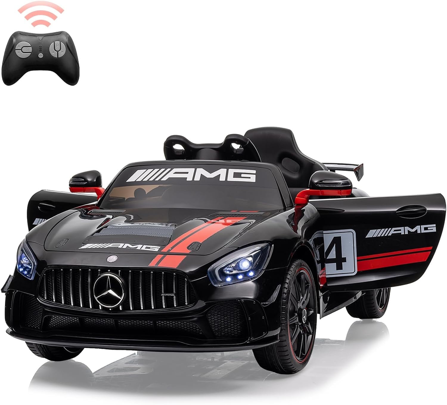 Black 12V Mercedes-Benz AMG Kids Ride-On Car with Remote