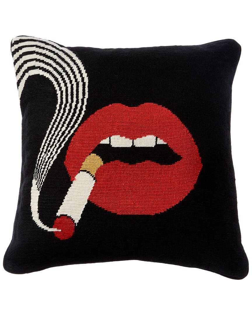 Jonathan Adler Lips Needlepoint Pillow