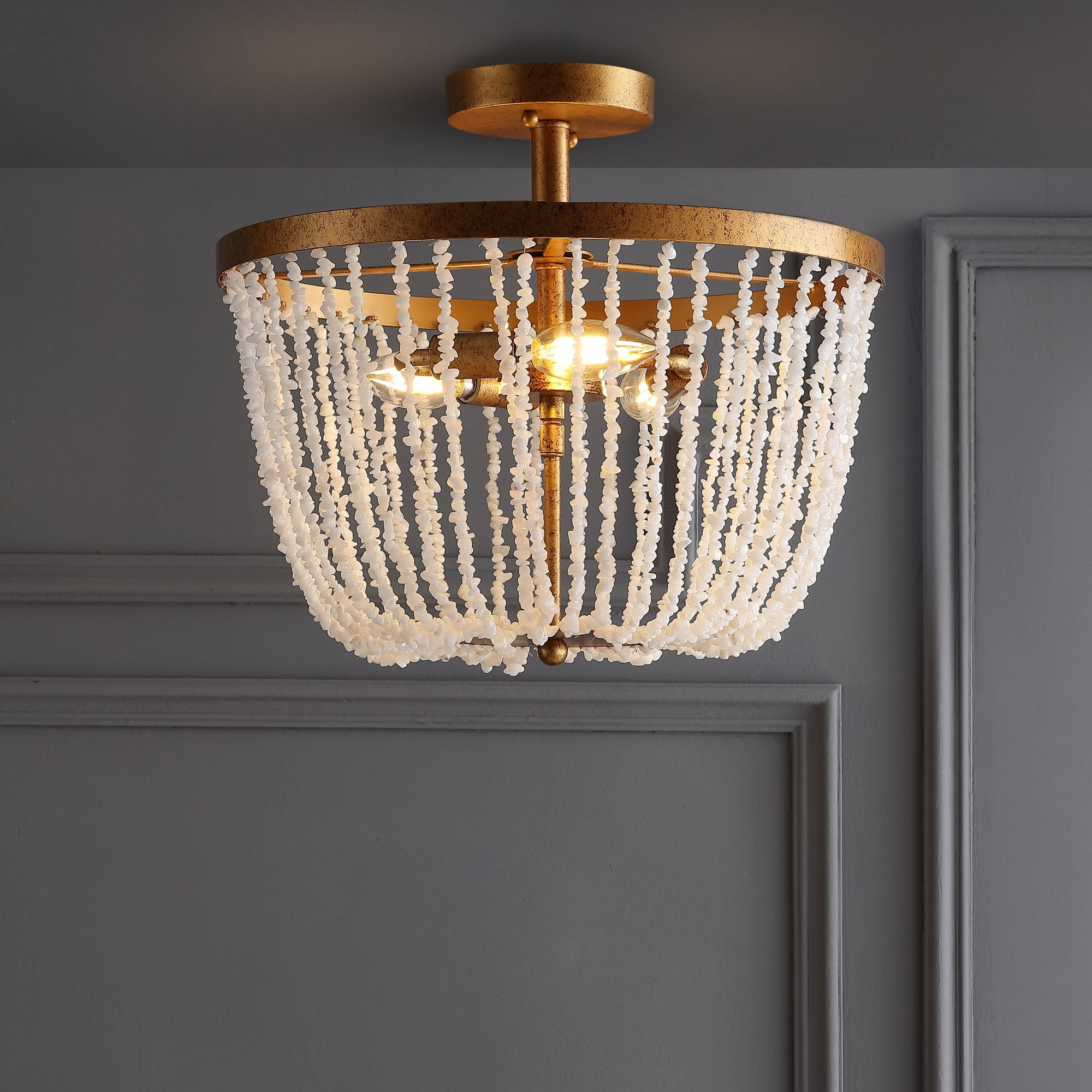 Jonathan Y Lighting Jyl9021 Georgian 3 Light 15" Wide Led Semi-Flush Bowl Ceiling Fixture