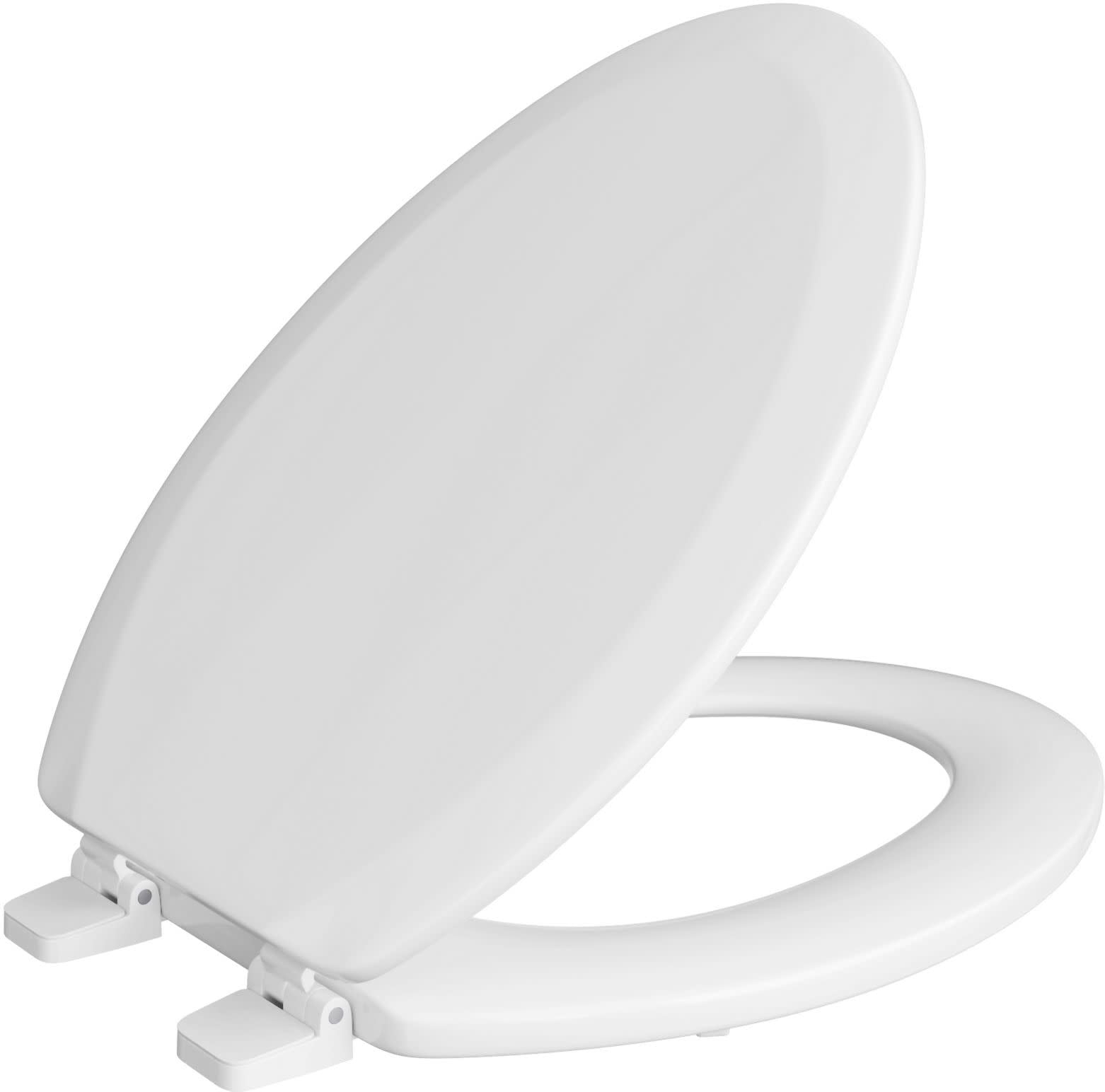 White Elongated Wood Toilet Seat with Comfort Design