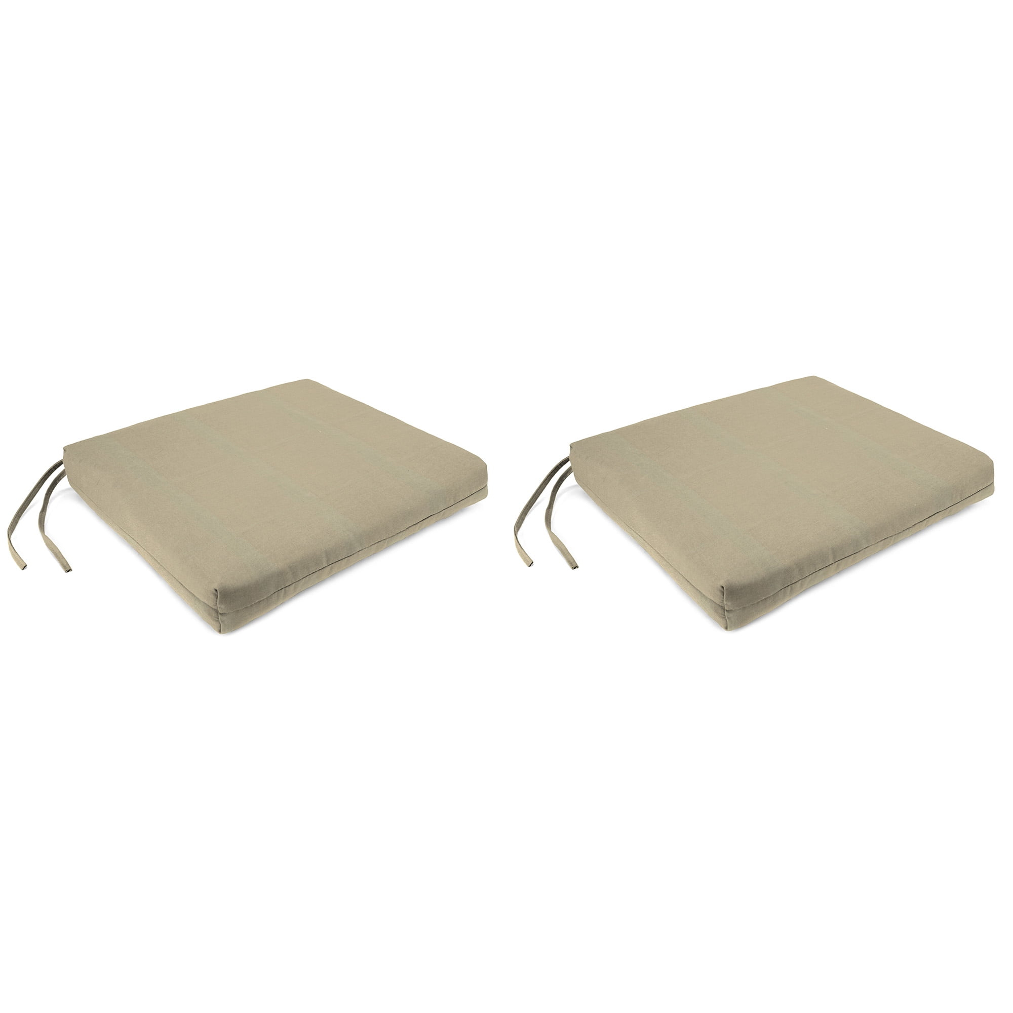 Jordan Manufacturing 17" x 19" Canvas Pebble Beige Solid Rectangular Outdoor Chair Pad Seat Cushion with Ties (2 Pack)