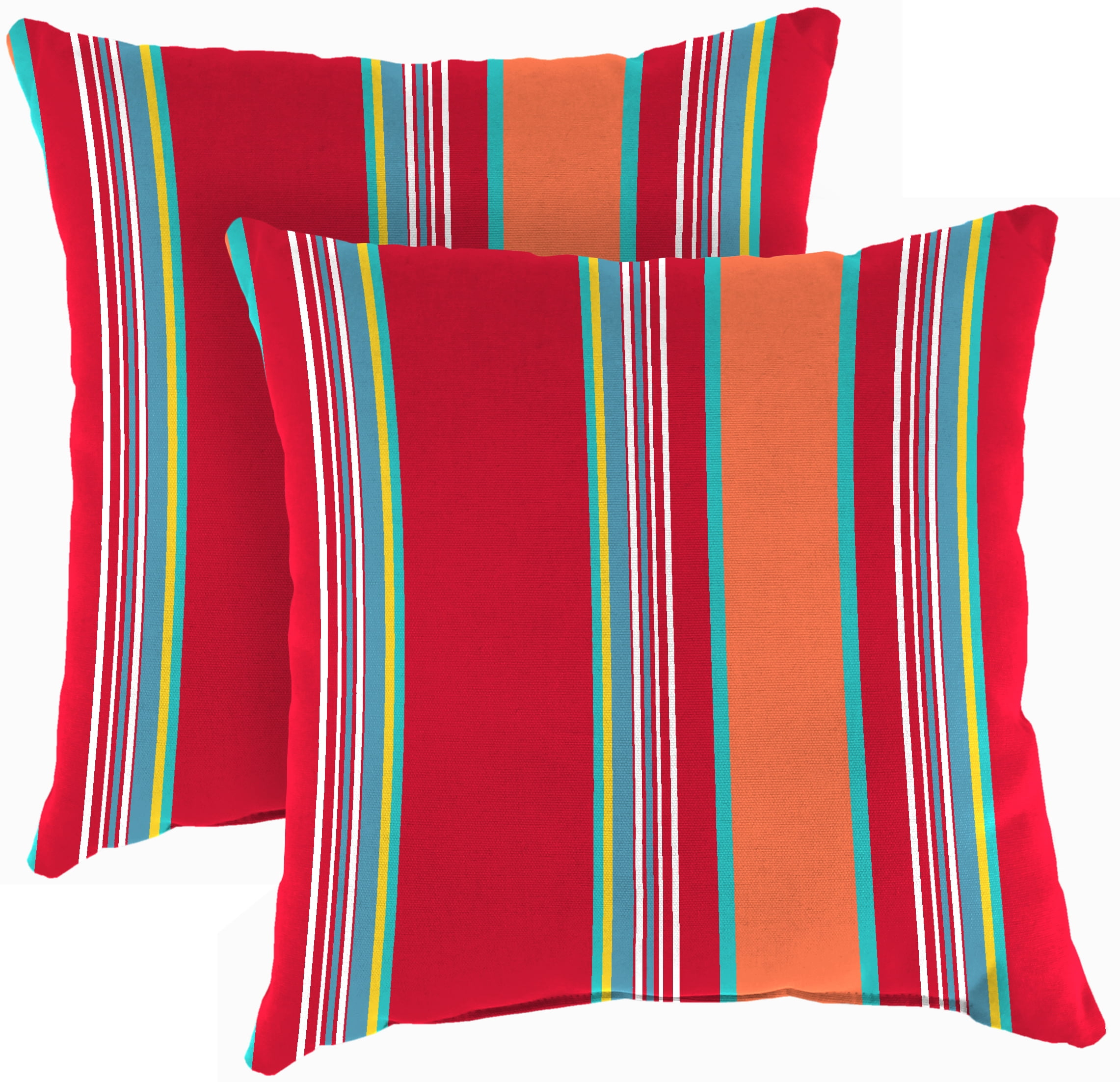Jordan Manufacturing 18" x 18" Mulberry Red Stripe Square Outdoor Throw Pillow (2 Pack)