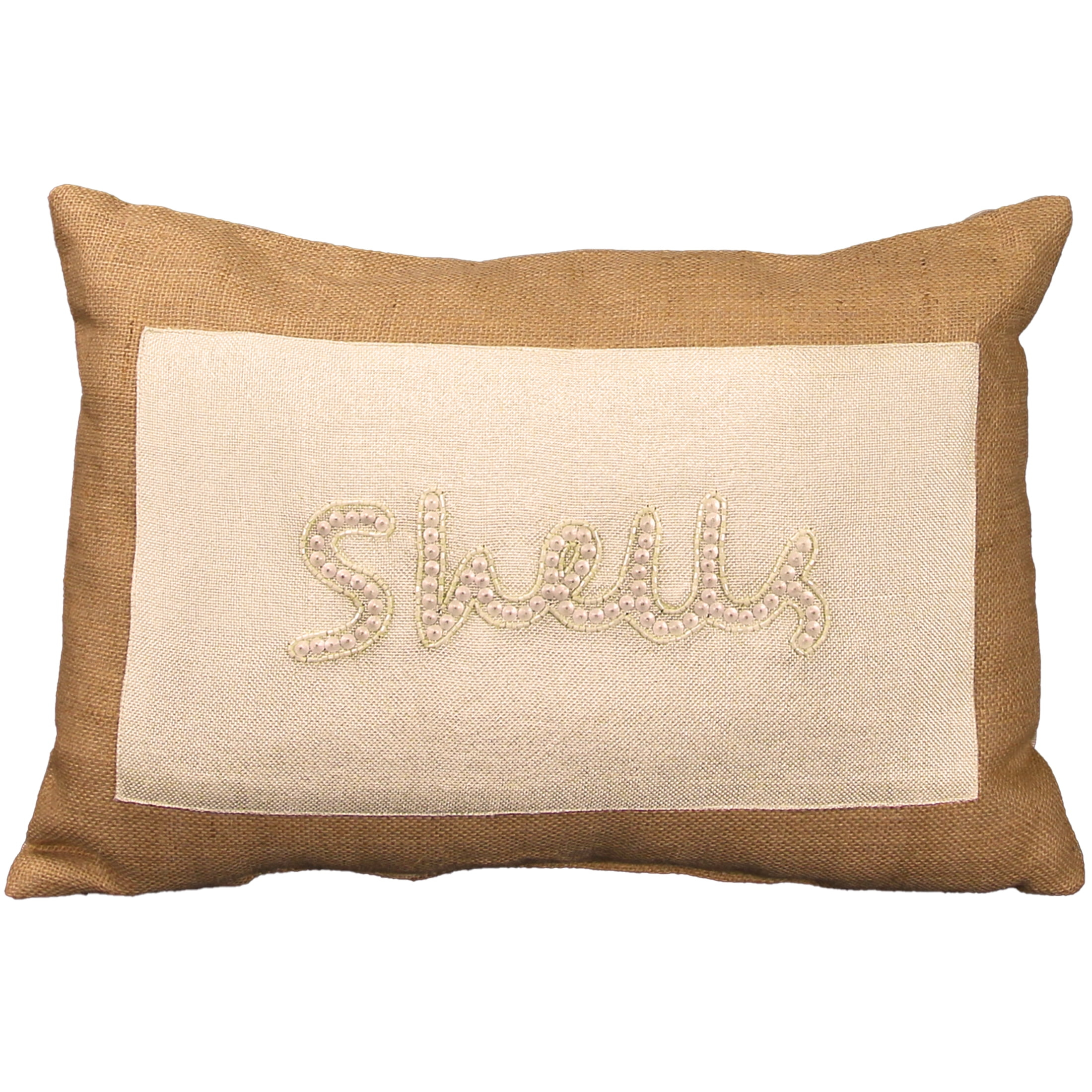 Jordan Manufacturing 20" x 14" Brown and Tan Shells Nautical Rectangular Reversible Lumbar Throw Pillow with Bead Accent