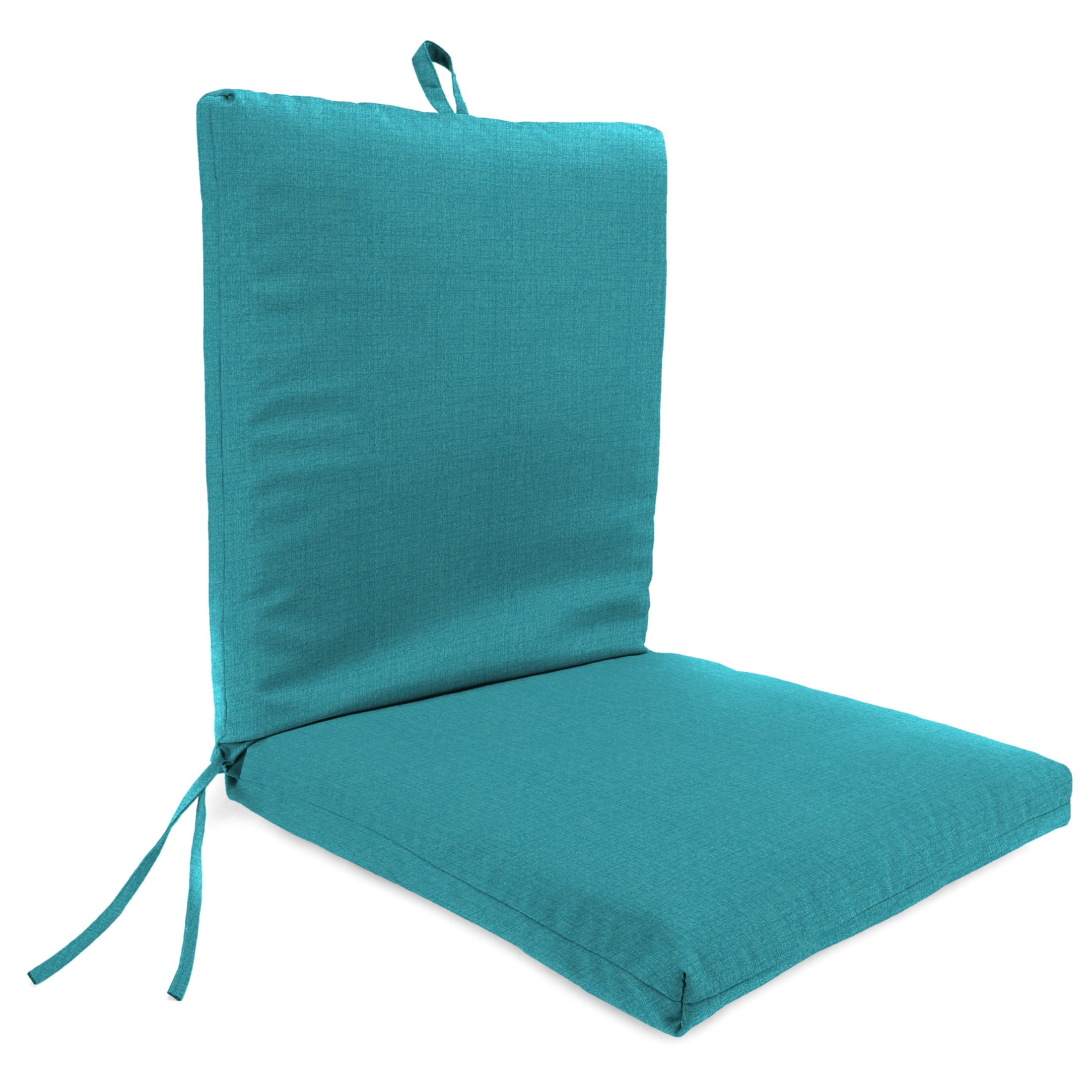 Jordan Manufacturing 44" x 21" McHusk Lagoon Aqua Crosshatch Rectangular Outdoor Chair Cushion with Ties and Hanger Loop