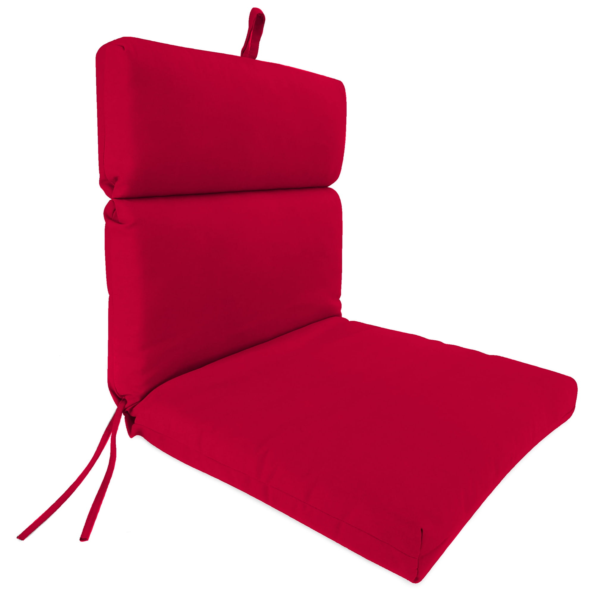 Jordan Manufacturing 44" x 22" Really Red Solid Rectangular Outdoor Chair Cushion with Ties and Hanger Loop