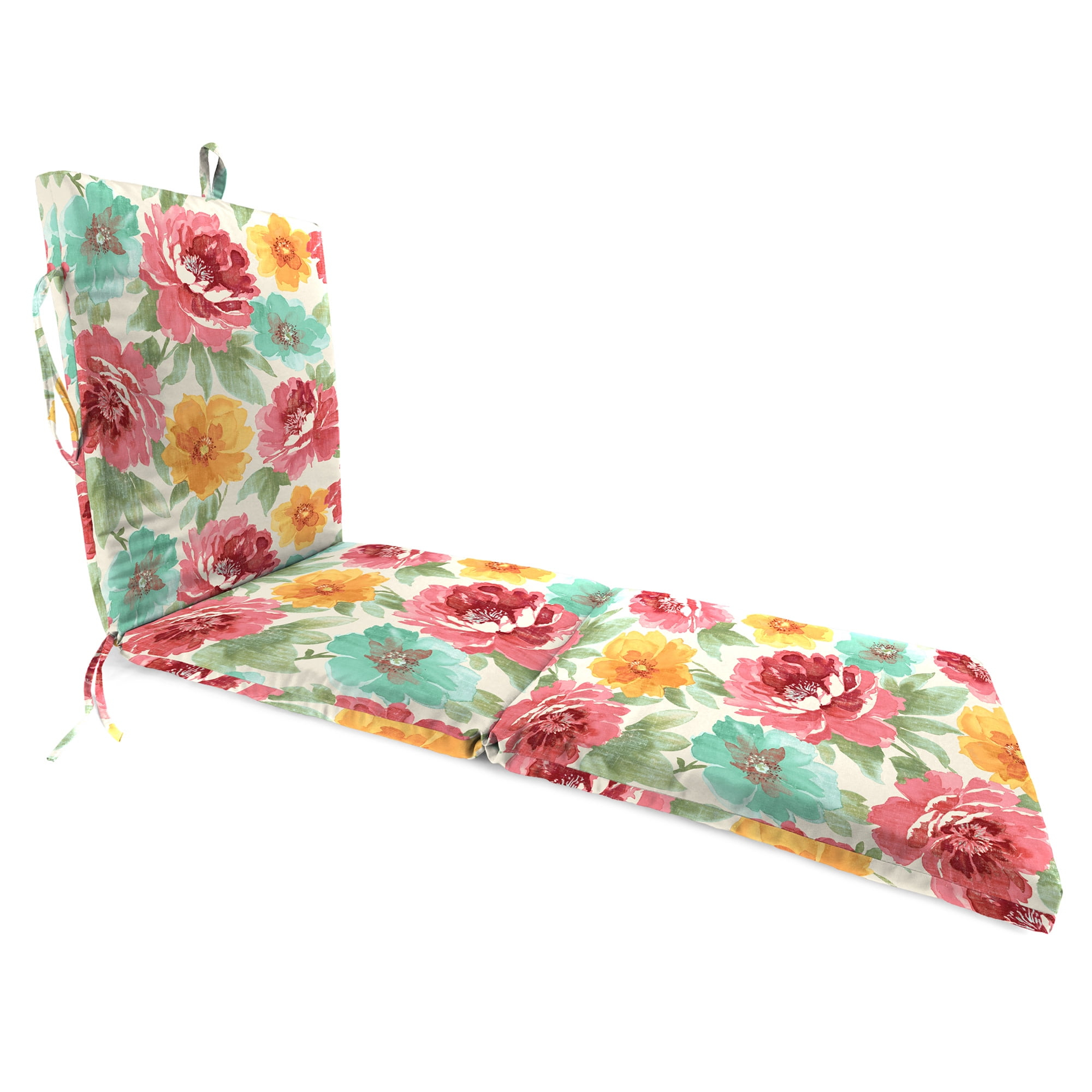 Jordan Manufacturing 72" x 21" Muree Beach II Multicolor Floral Rectangular Outdoor Chaise Lounge Cushion with Ties and Hanger Loop