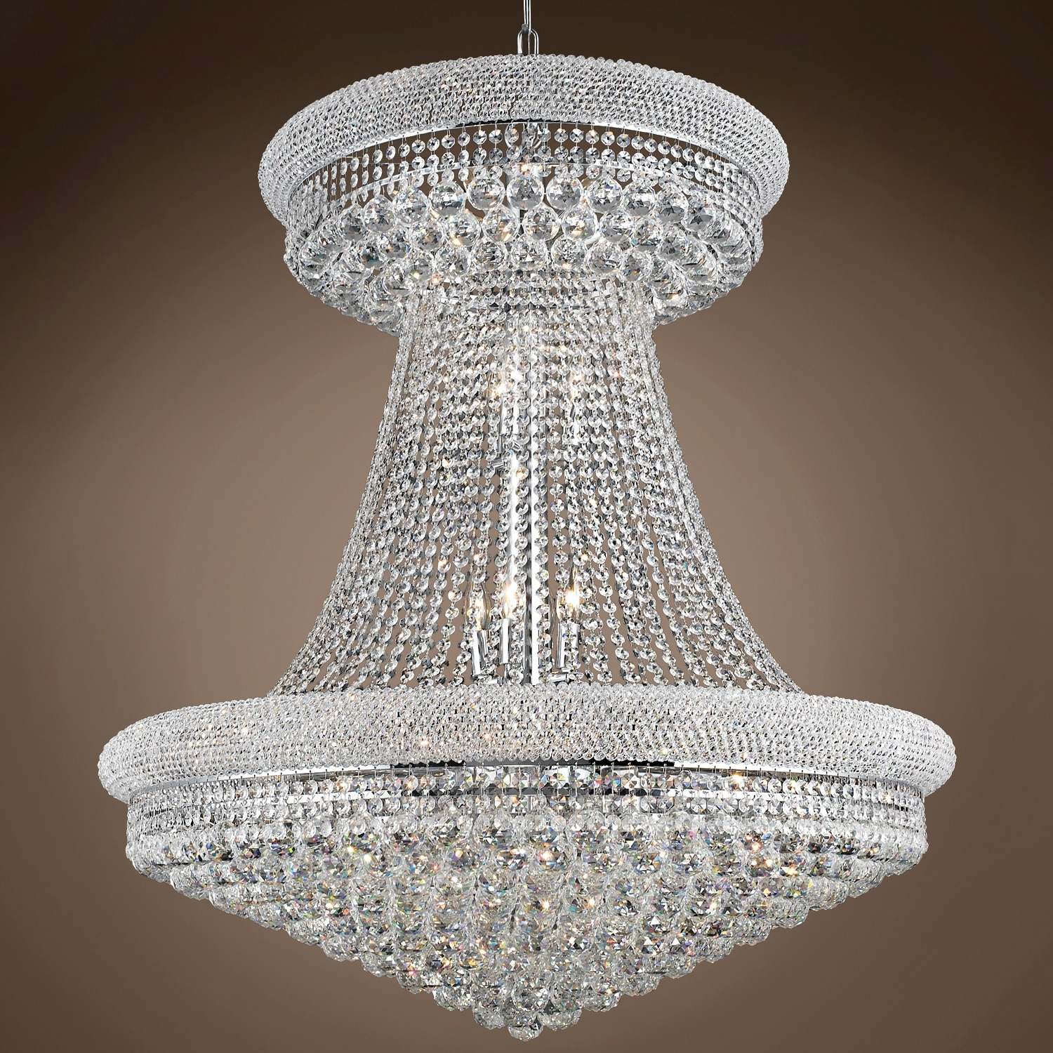 Joshua Marshal Home Collection Bagel Design 28 Light 36" Chrome Chandelier With Clear European Crystals - 45.00