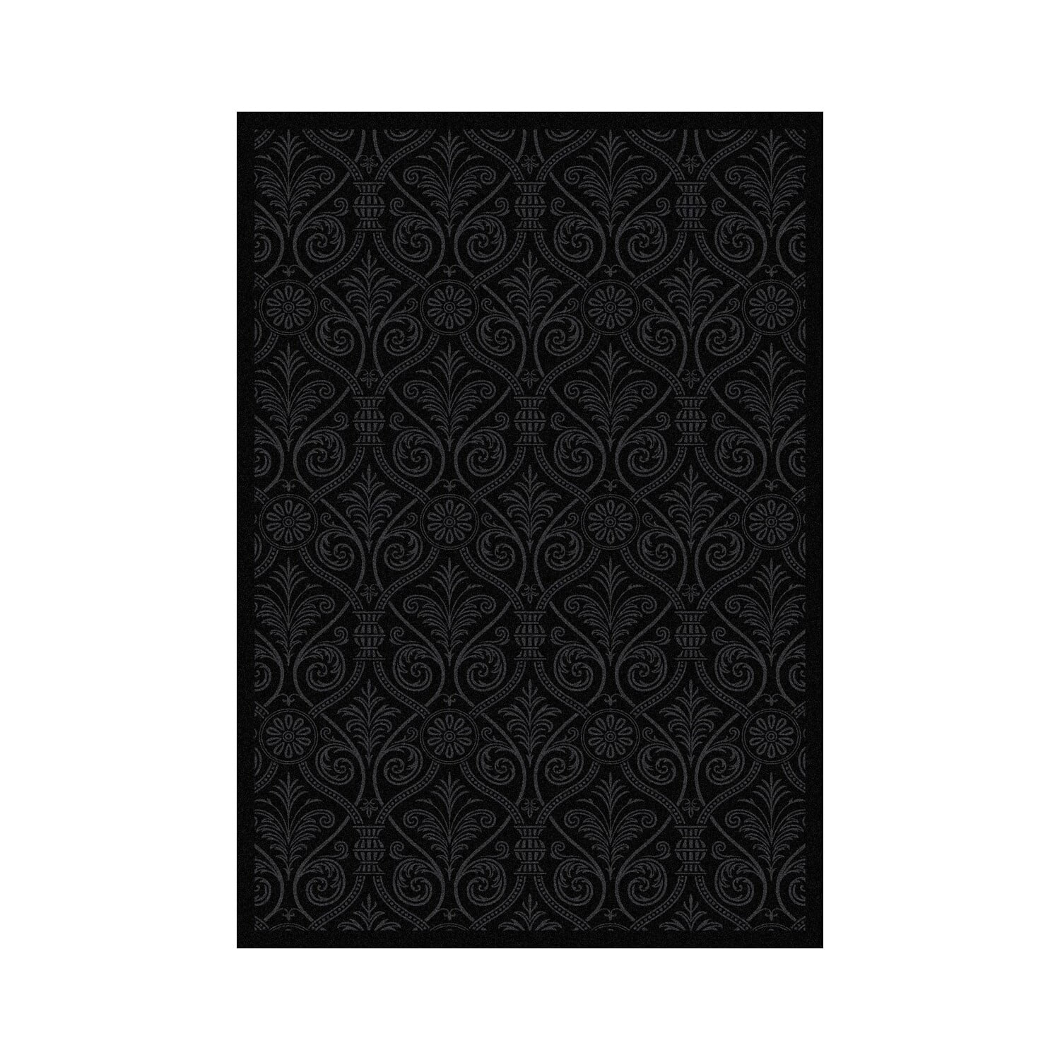 Any Day Matinee Damascus Rectangle Theater Area Rugs  01 Black - 3 ft. 10 in. x 5 ft. 4 in.