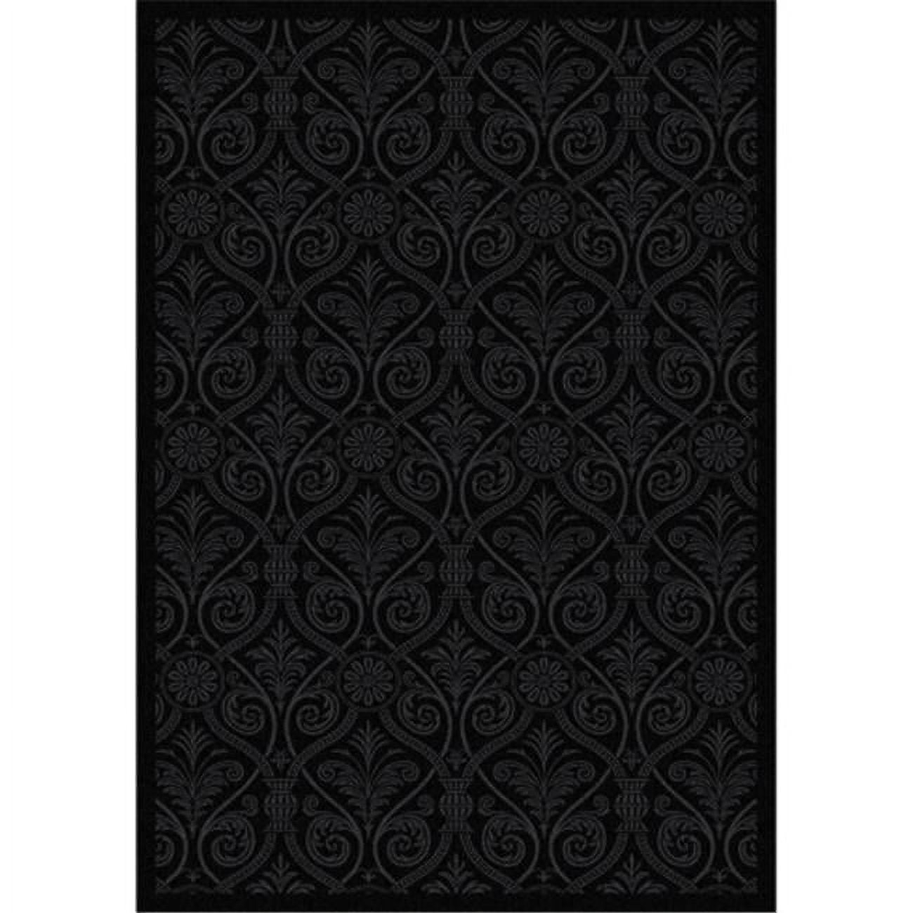 Any Day Matinee Damascus Rectangle Theater Area Rugs  01 Black - 3 ft. 10 in. x 5 ft. 4 in.