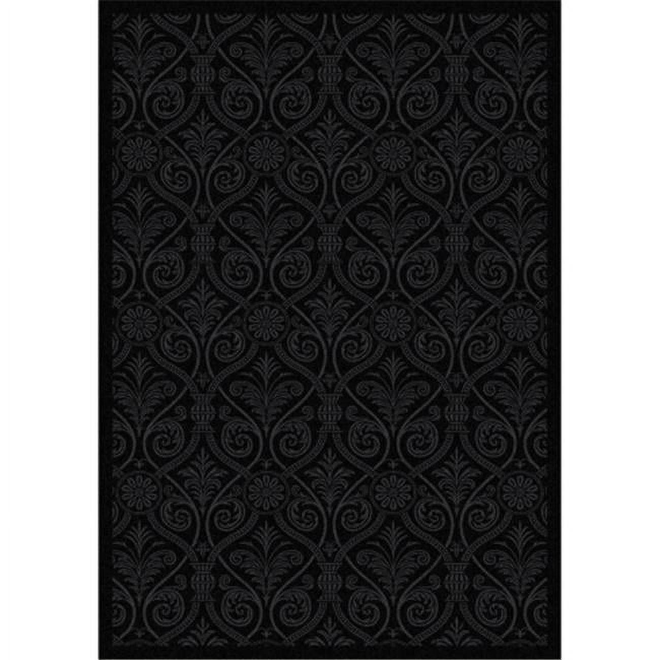 Any Day Matinee Damascus Rectangle Theater Area Rugs  01 Black - 3 ft. 10 in. x 5 ft. 4 in.
