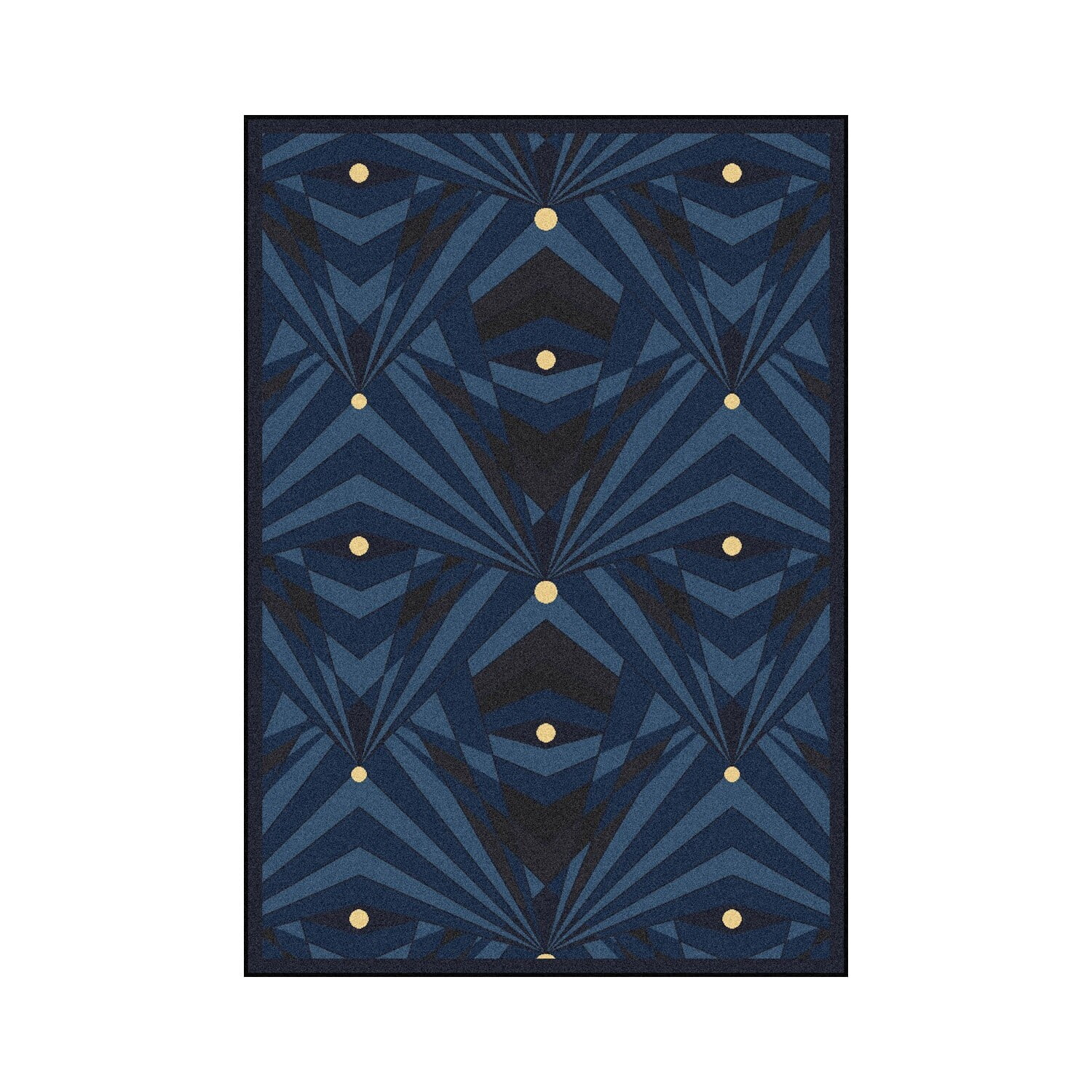 Joy Carpets 1756B-04 Any Day Matinee Deco Strobe Rectangle Theater Area Rugs  04 Navy - 3 ft. 10 in. x 5 ft. 4 in.