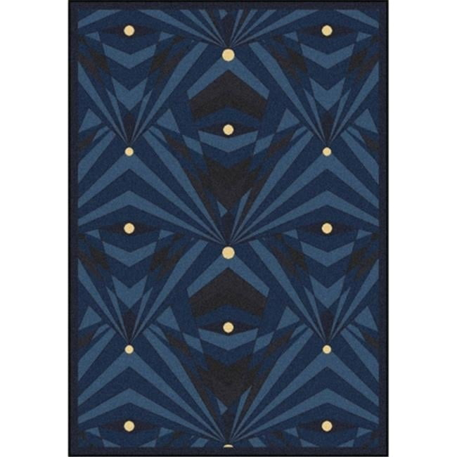 Joy Carpets 1756B-04 Any Day Matinee Deco Strobe Rectangle Theater Area Rugs  04 Navy - 3 ft. 10 in. x 5 ft. 4 in.