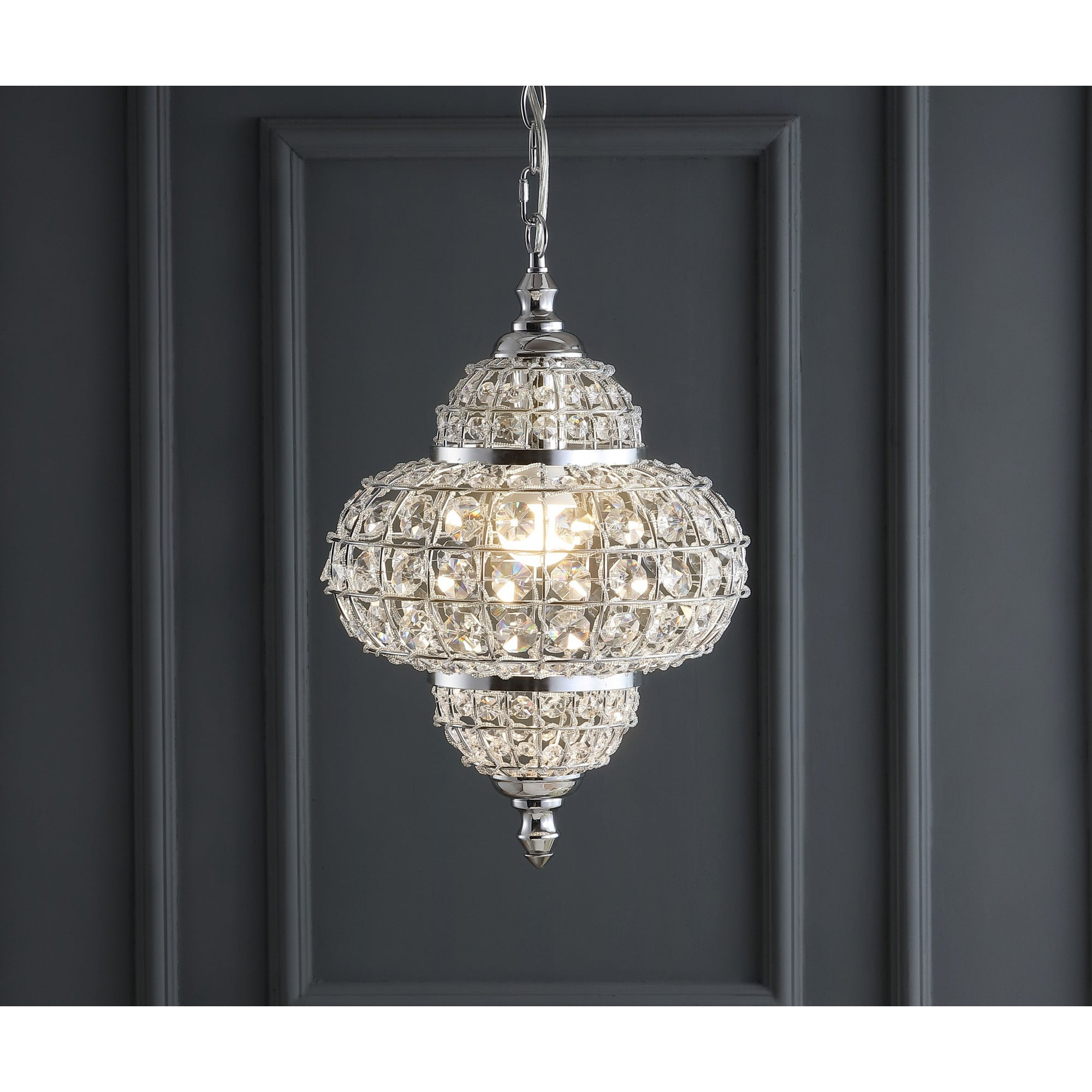 Juliette 12" Crystal/Metal LED Pendant Pendant, Chrome