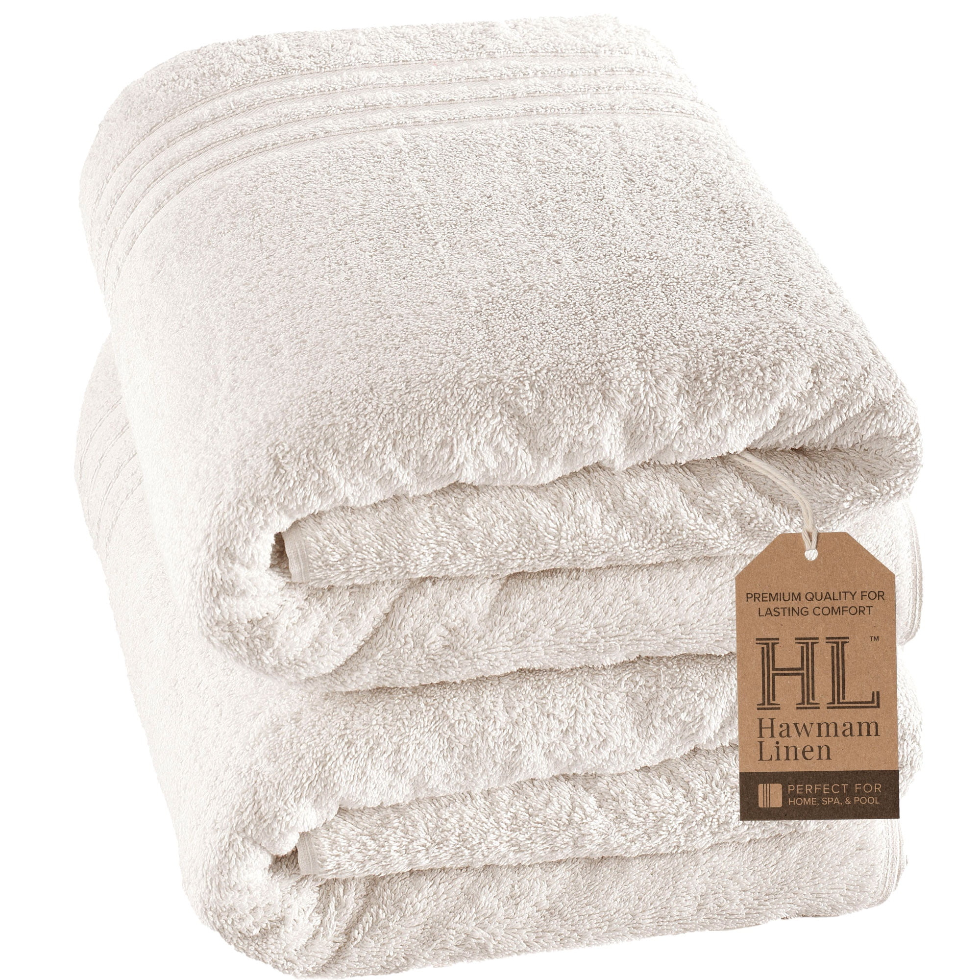 Jumbo Large Bath Sheets Towels 2 Pack Soft and Absorbent, 100% Cotton Towels (Sea Salt, Bath Sheet)