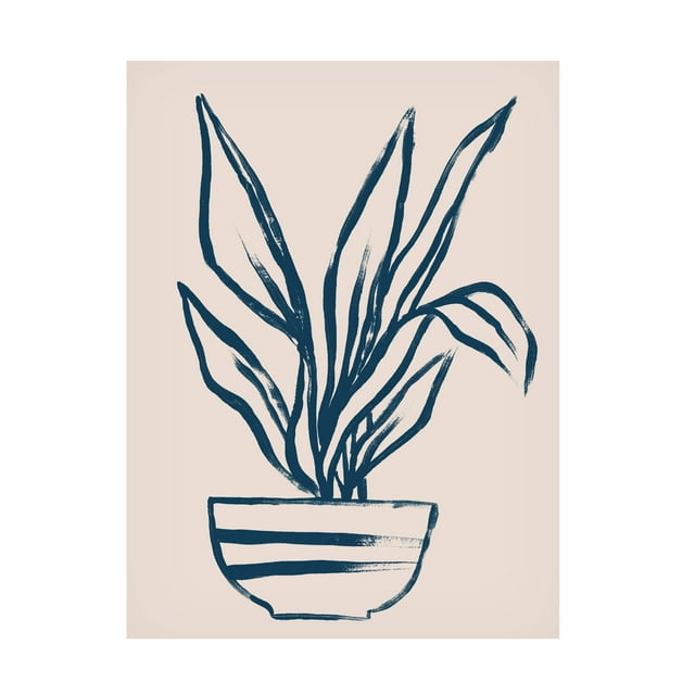 June Erica Vess 'Navy Plant Sketches III' Canvas Art