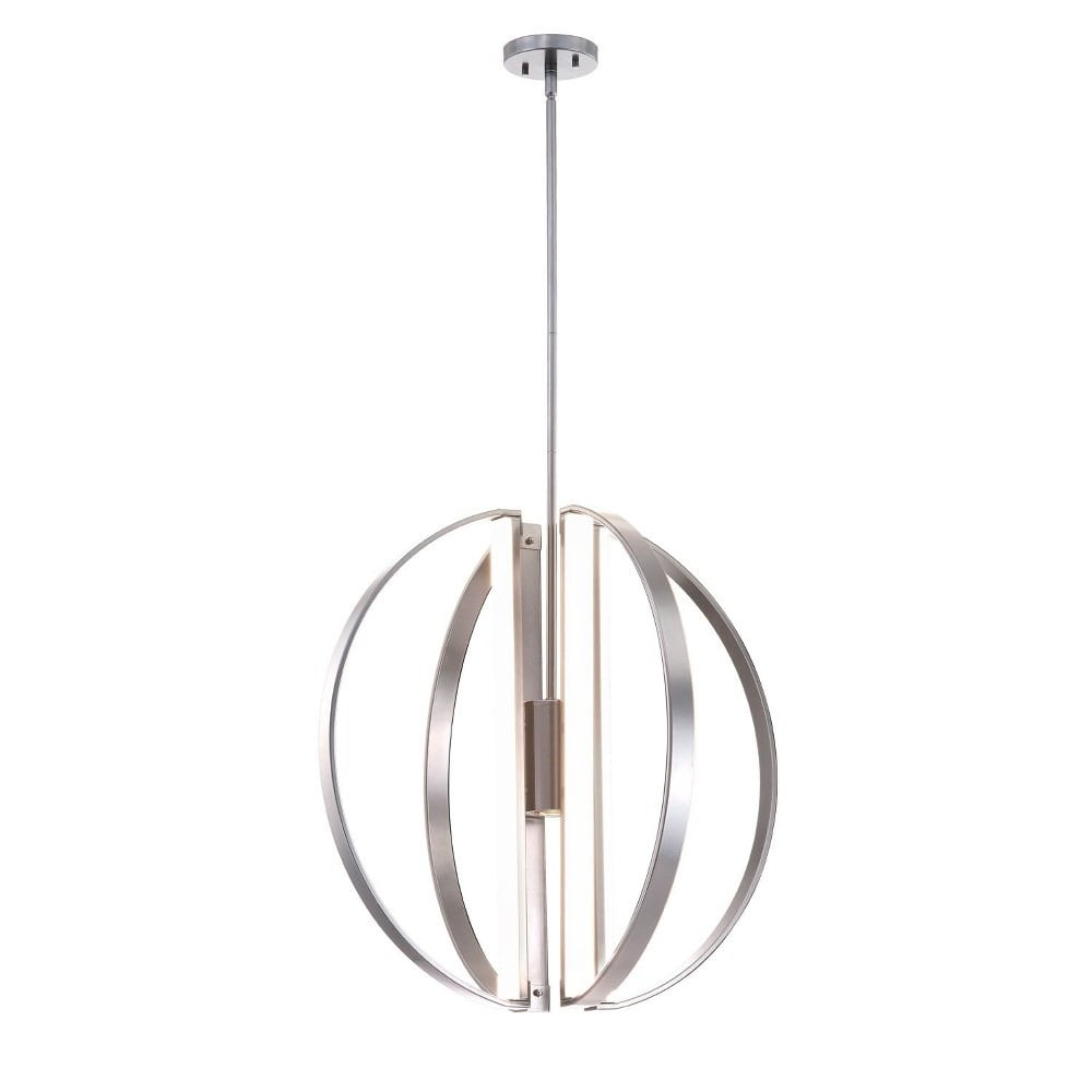 Justice Design NSH-4302-NCKL Liv - 24 Inch 250W 5 LED Chandelier Brushed Nickel  Matte Black Finish