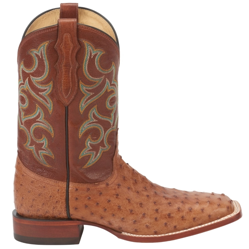 Justin Boots Mens Truman 11 Inch Full Quill Ostrich Embroidered Square Toe