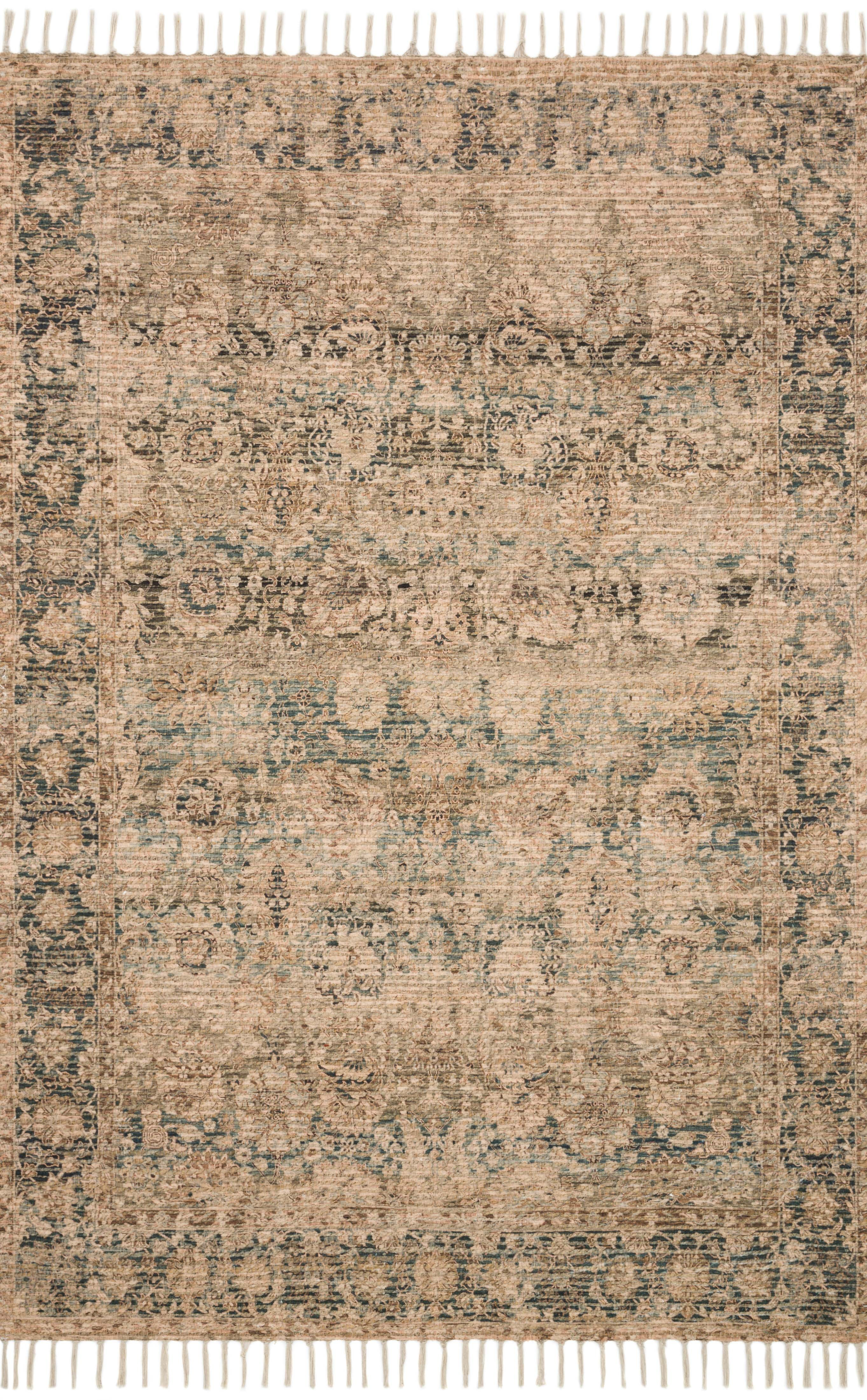 Justina Blakeney x Loloi Cornelia Collection Natural / Teal TRANSITIONAL Area Rug 7'-9" x 9'-9"