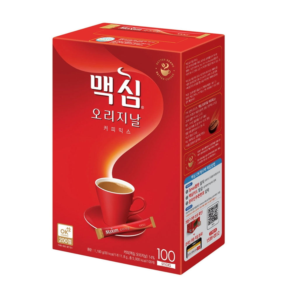 K-Foods Korean Dongsuh Maxim Original Korean Coffee Instant Coffee Mix - 100pks (Original, Mocha) (Original)