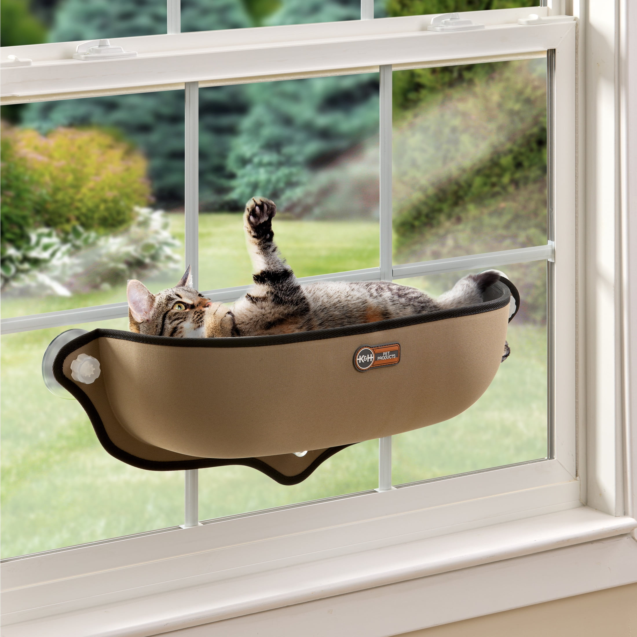 K&H Pet Products EZ Mount Window Bed Kitty Sill Tan 27 X 11 X 6 Inches