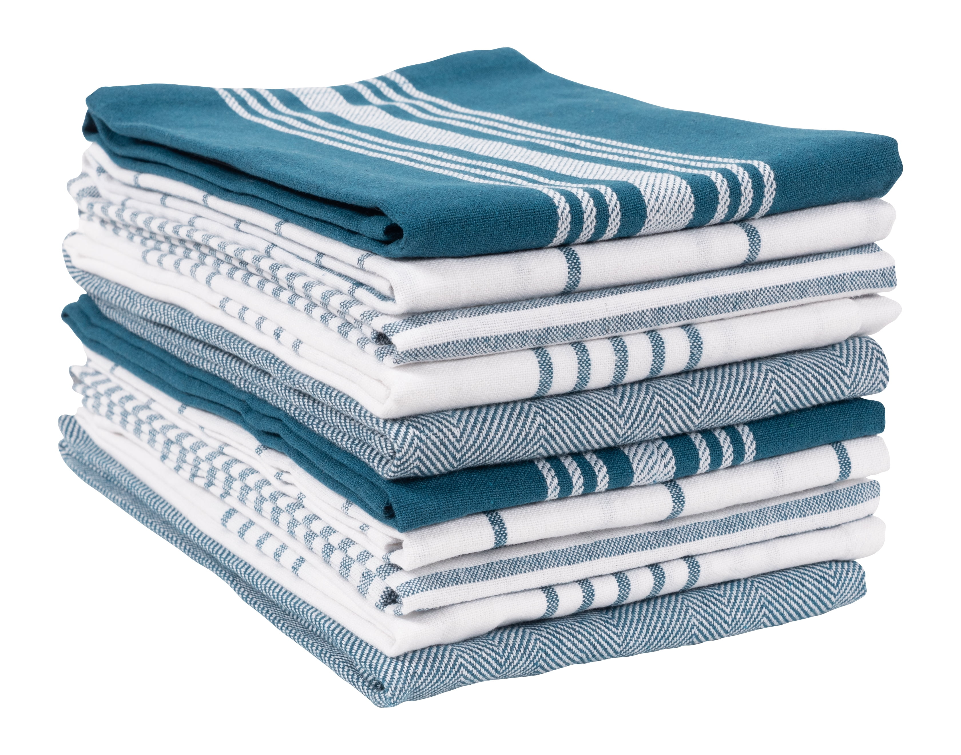 KAF Home Soho Set of 10 Recycled Cotton Kitchen Towels - 18"x 28" (Teal)