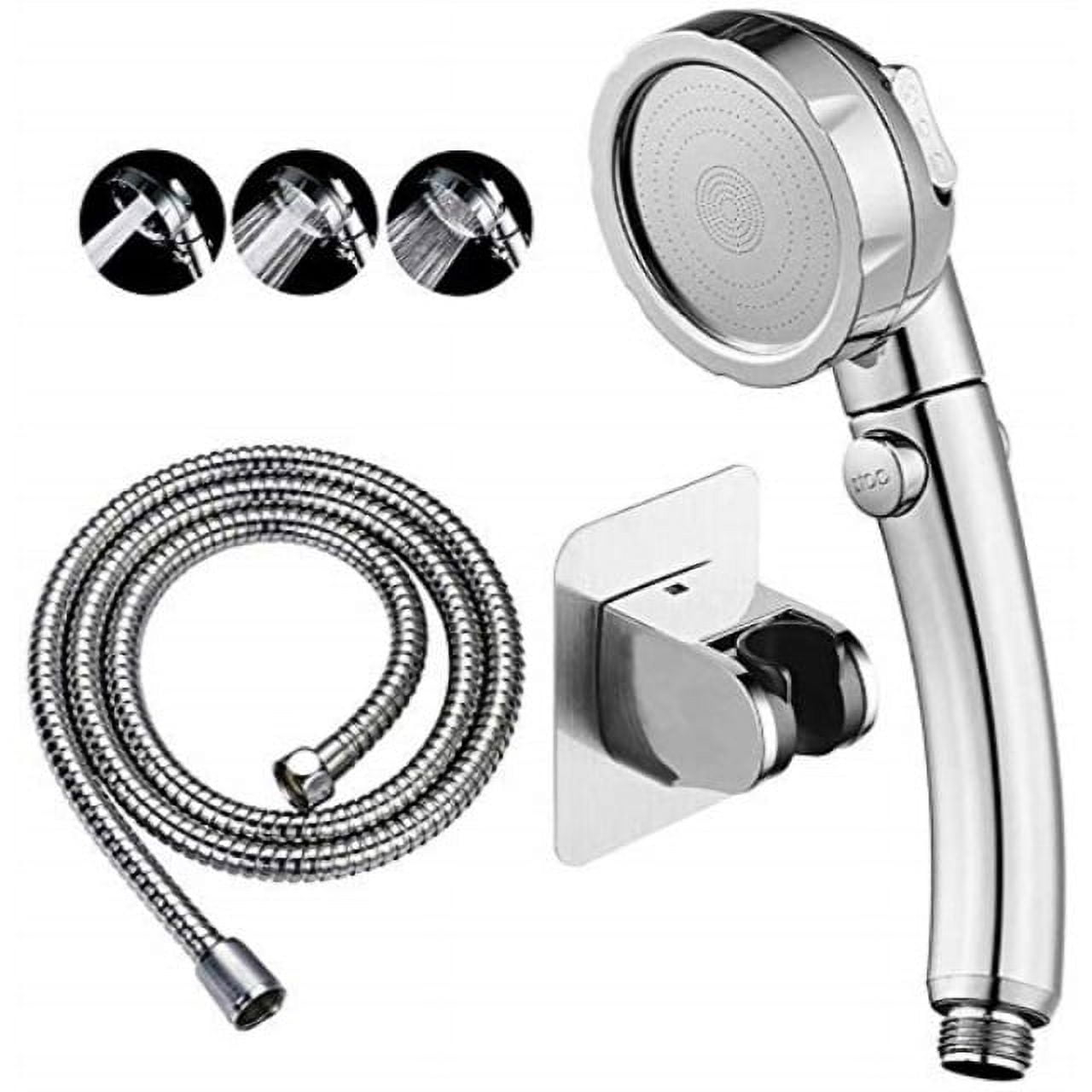KAIYING Drill-Free High Pressure Handheld Shower Head with ONOFF Pause Switch 3 Spray Modes Water Saving Showerhead Detachable Puppy Shower Accessories (MShower Head (Chrome)+Bracket + Hose)