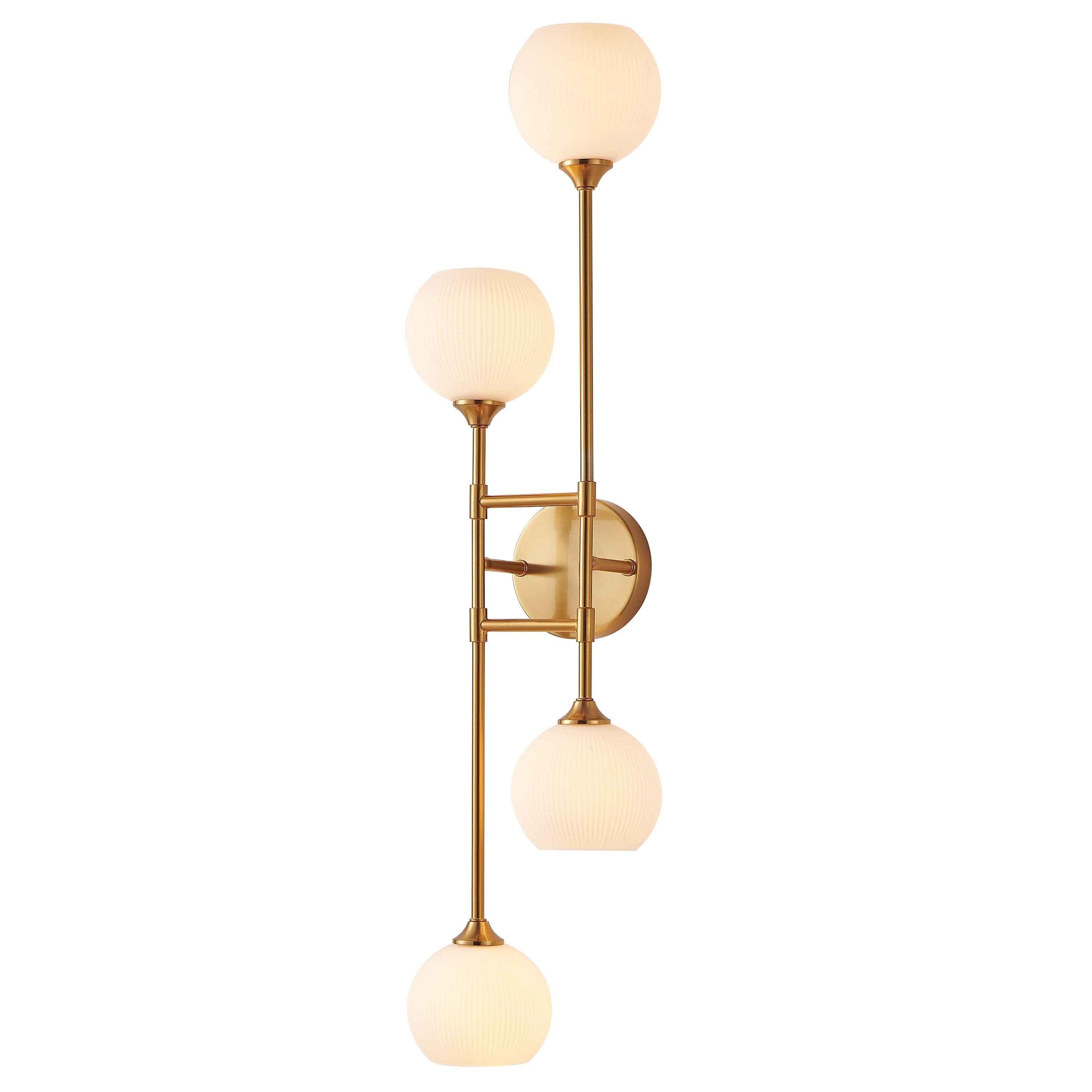 KAWOTI 4-Light Wall Sconces Bathroom Vanity Light Fixtures with Frosted White Glass Shade, Metal Wall Light for Bedroom Living Room
