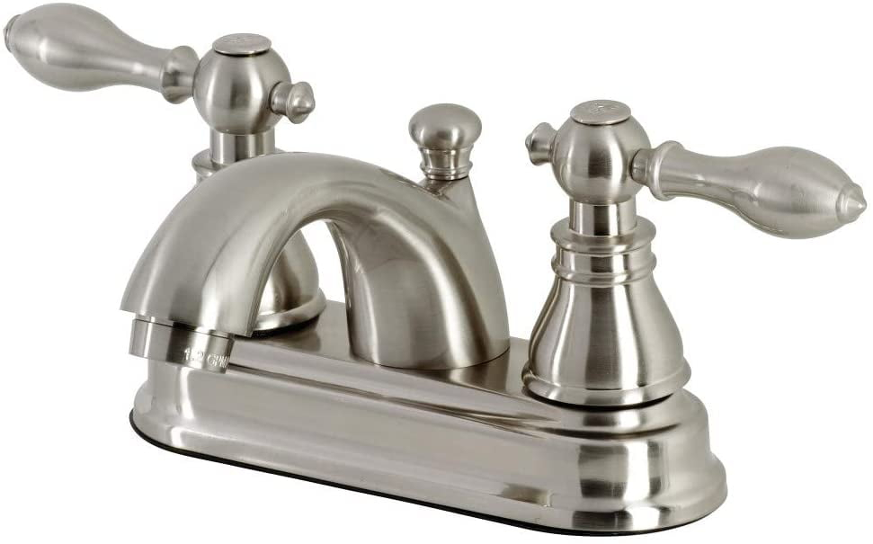 Kingston Brass American Classic Two-Handle 3-Hole Deck Mount 4" Centerset Bathroom Faucet with Plastic Pop-Up