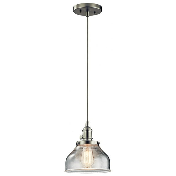 Avery 8.5" 1 Light Bell Mini Pendant with Clear Seeded Glass Chrome