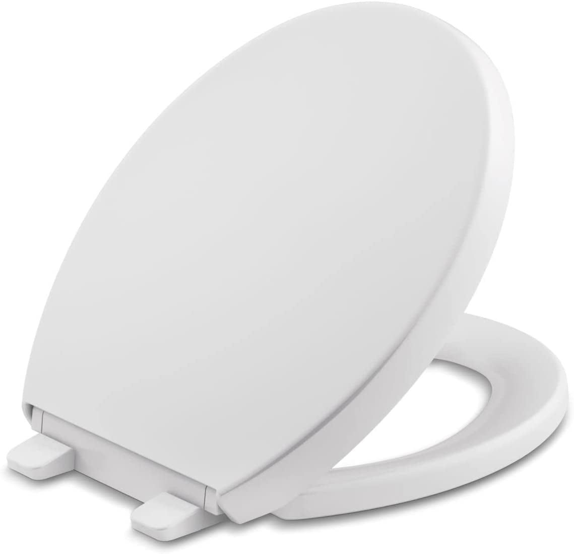 KOHLER K-4009-0 Reveal Round Toilet Seat, with Grip-Tight Bumpers, Quiet-Close Seat, Quick-Release Hinges, Quick-Attach Hardware, No Slam Toilet Seat, White