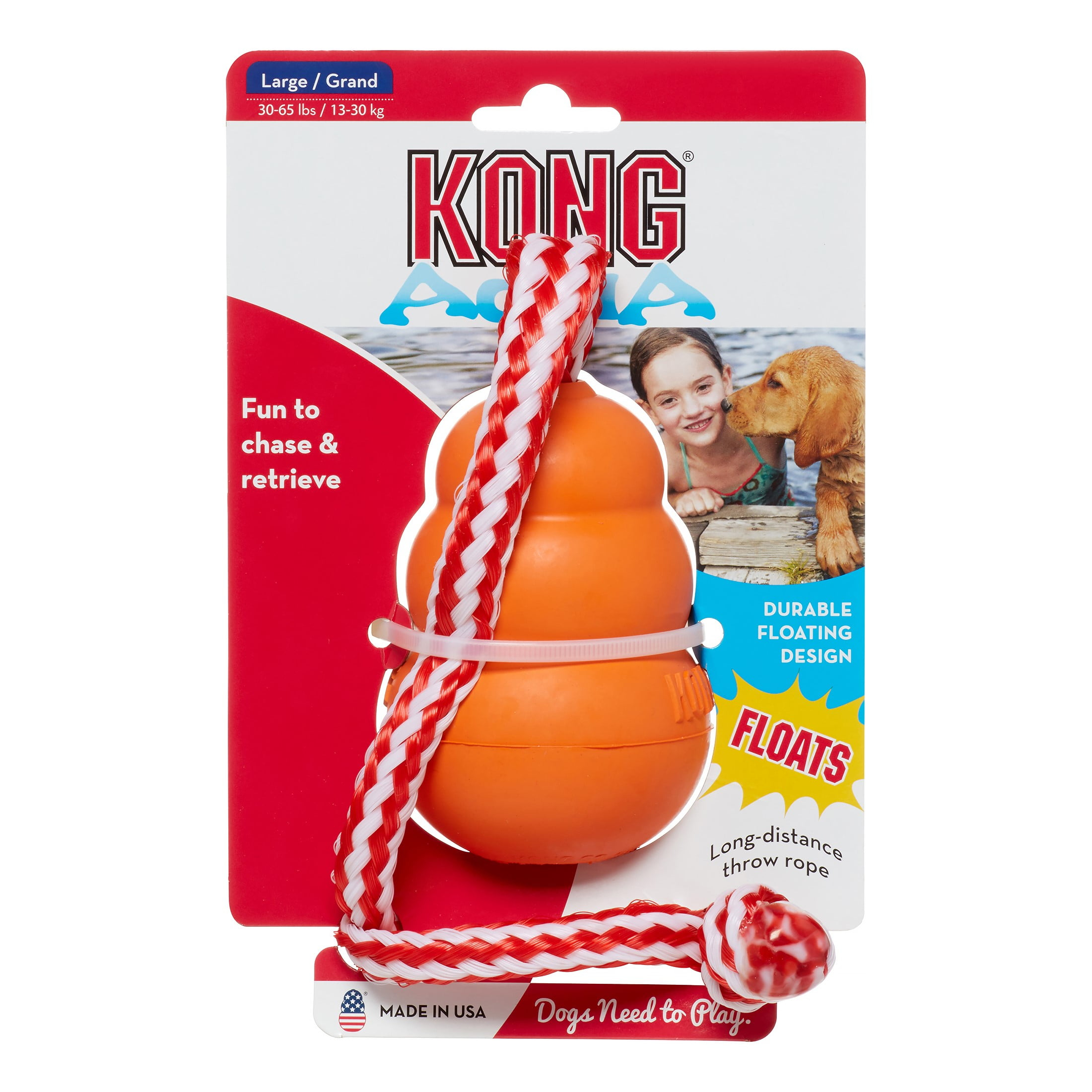 KONG Aqua Retrieval Floating Dog Toy, Orange, Large
